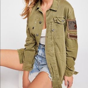 Free People embellished military shirt jacket